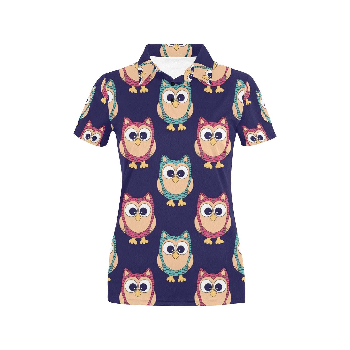 Owl Pattern Print Design A06 Women's Polo Shirt