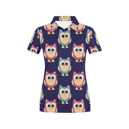 Owl Pattern Print Design A06 Women's Polo Shirt