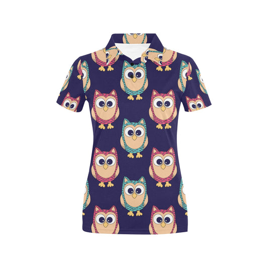 Owl Pattern Print Design A06 Women's Polo Shirt