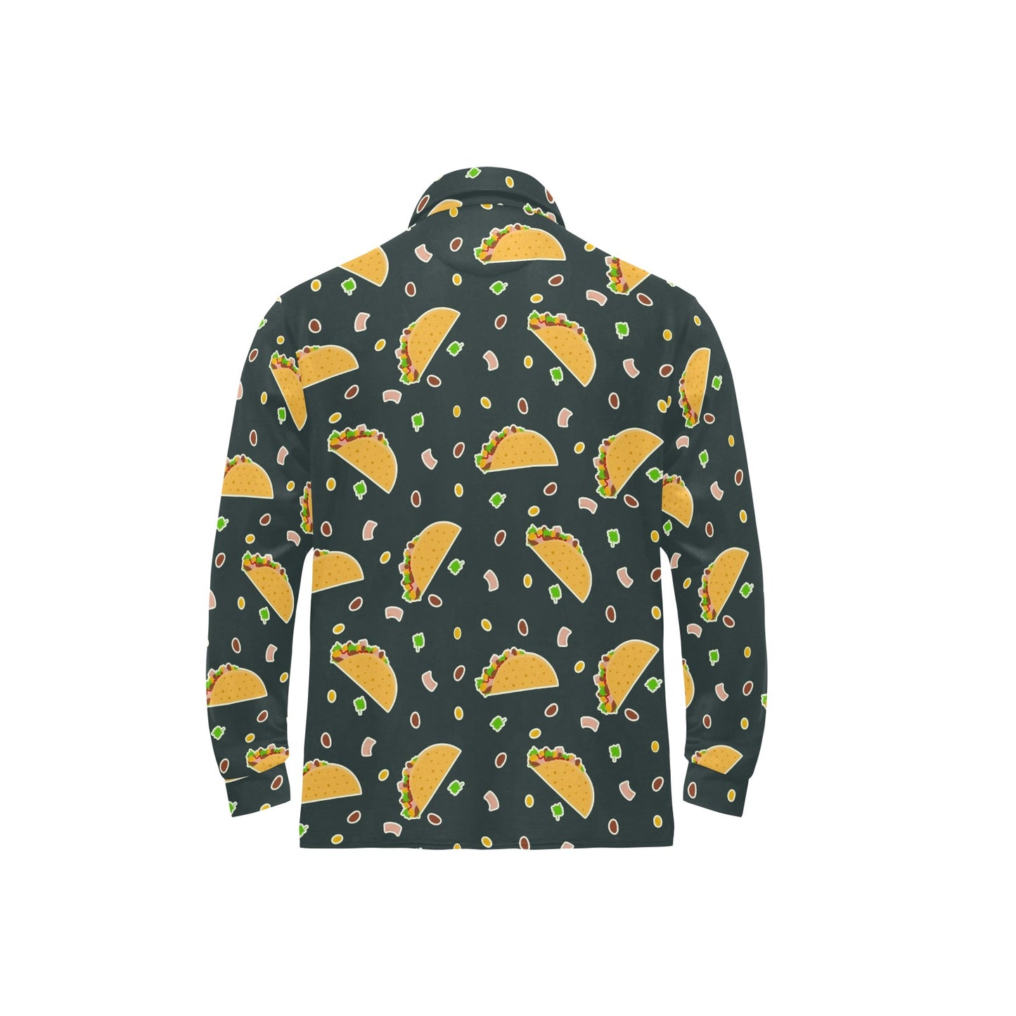 Taco Pattern Print Design TC02 Long Sleeve Polo Shirt For Men's