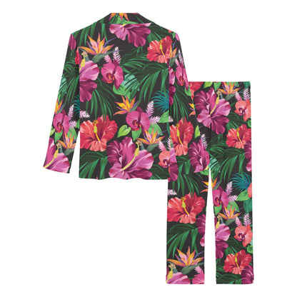 Hawaiian Flower Hibiscus tropical Women's Long Pajama Set