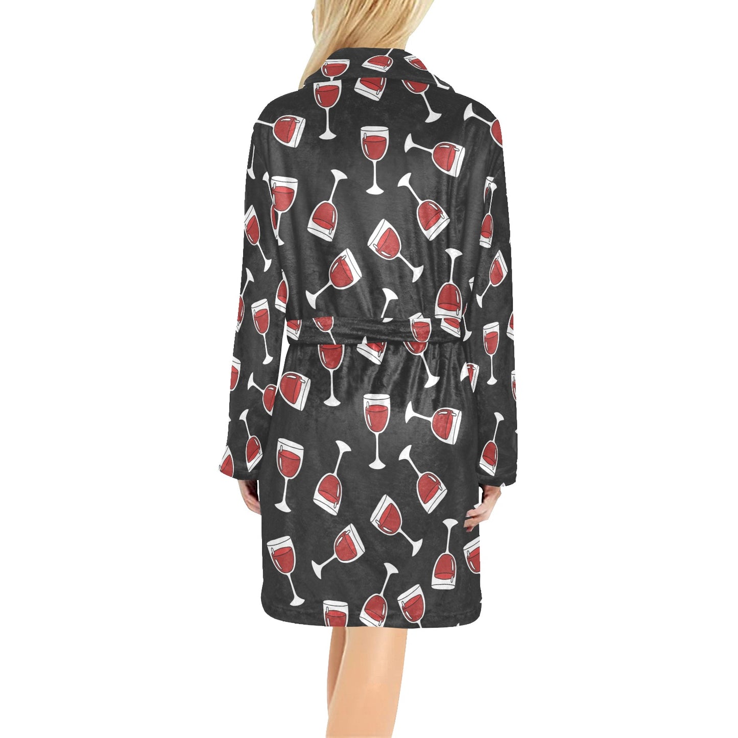Wine Glass Print Design LKS303 Women's Fleece Robe