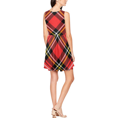 Plaid Red Pattern Print Design A03 Sleeveless Dress