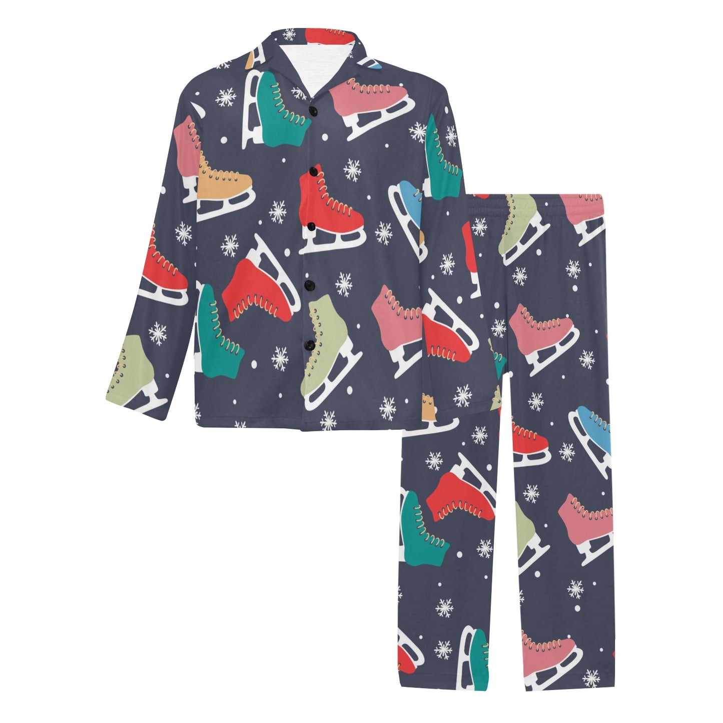 Ice Skate Pattern Print Design 04 Men's Long Pajama Set