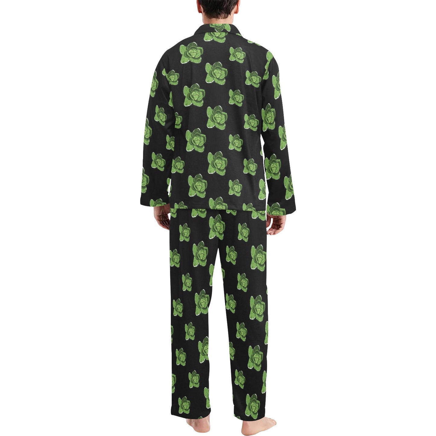 Cabbage Pattern Print Design 03 Men's Long Pajama Set