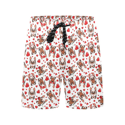 Silky Terriers Heart Print Design LKS302 Men's Swim Trunks Beach Shorts