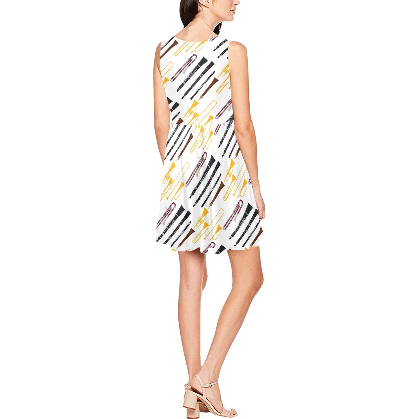 Clarinet Pattern Print Design 01 Sleeveless Dress