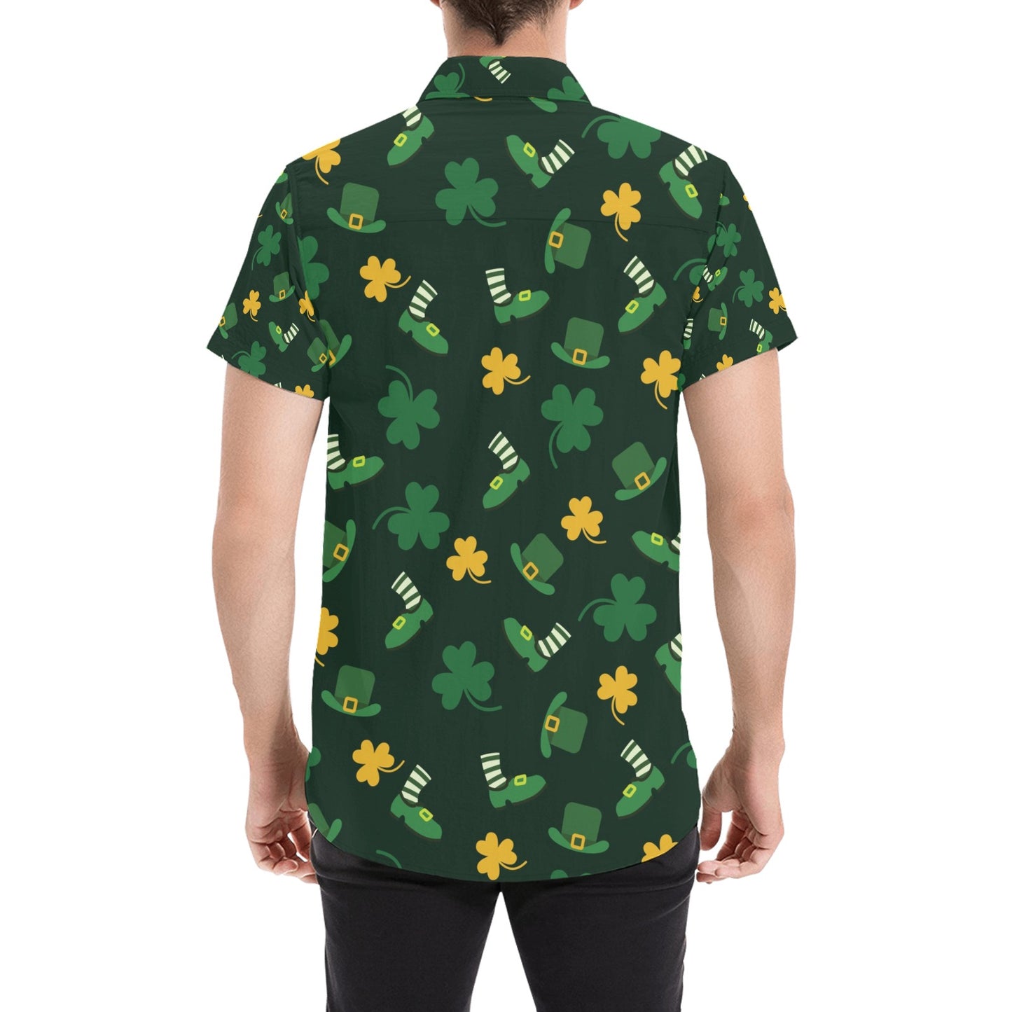 St Patricks Day Print Design LKS306 Men Short Sleeve Button Up Shirt