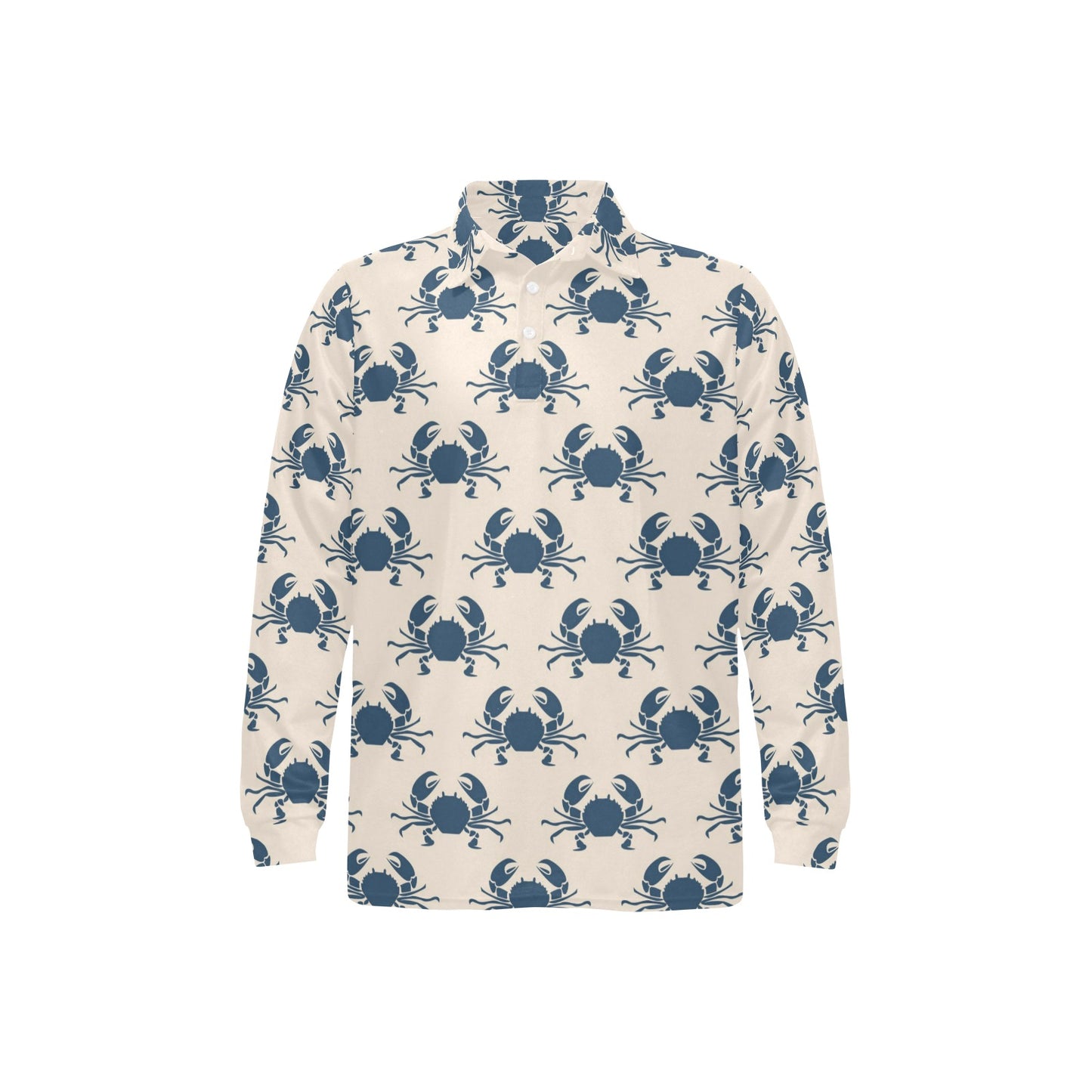 Crab Pattern Print Design 02 Long Sleeve Polo Shirt For Men's