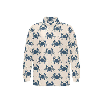 Crab Pattern Print Design 02 Long Sleeve Polo Shirt For Men's