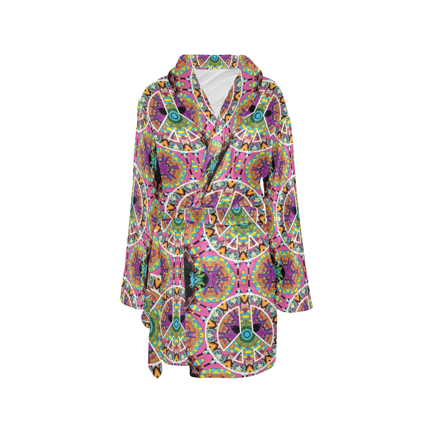 Peace Sign Pattern Print Design A03 Women's Fleece Robe