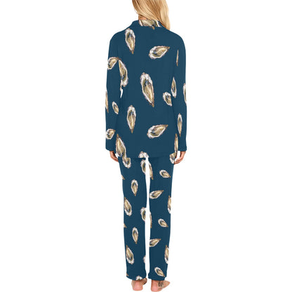 Oyster Pattern Print Design 03 Women's Long Pajama Set