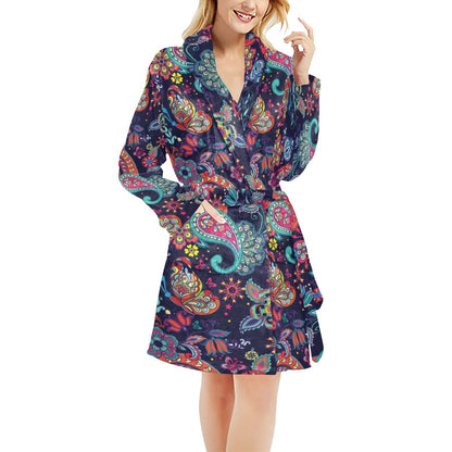 Paisley Boho Pattern Print Design A06 Women's Fleece Robe