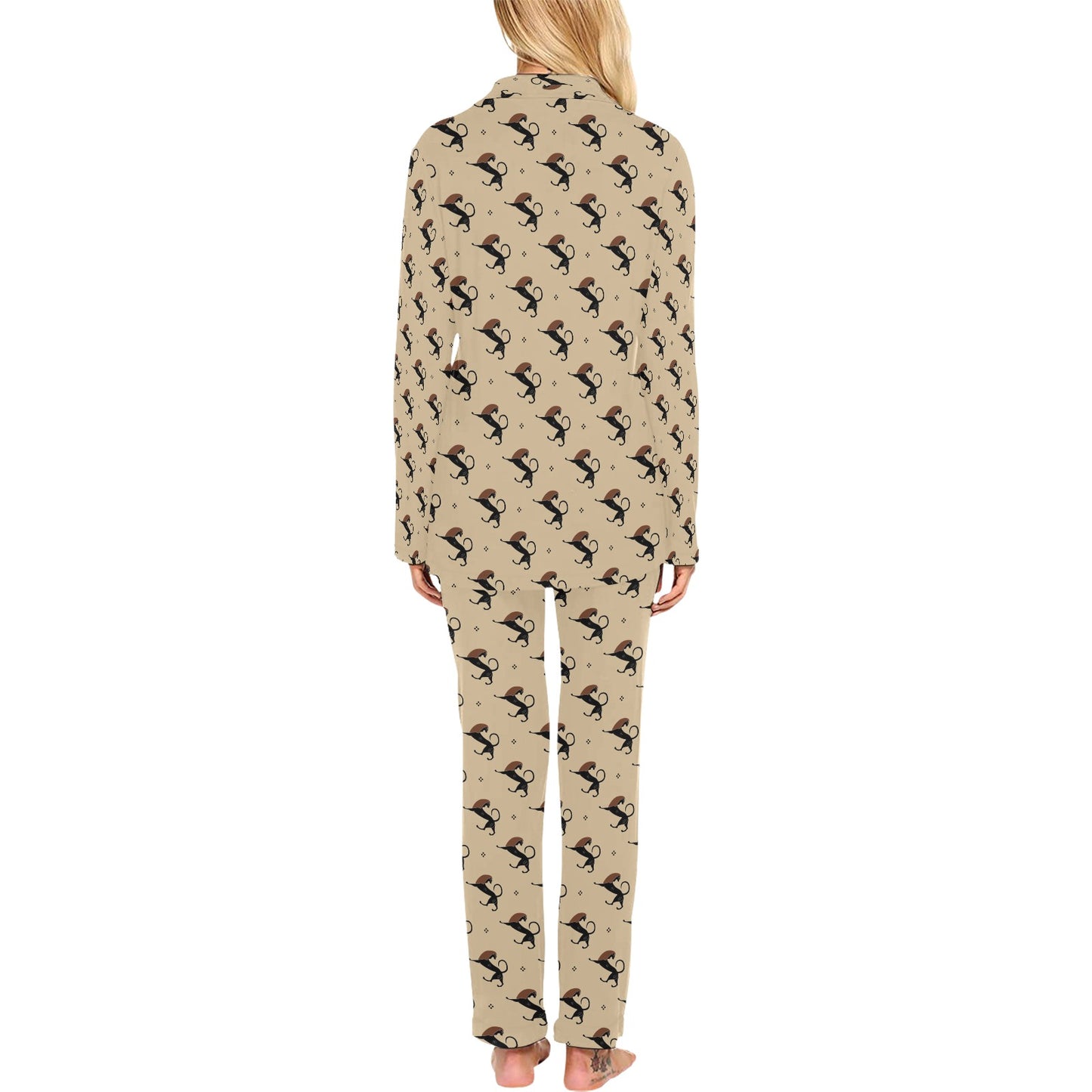 Ancient Greek Print Design LKS3011 Women's Long Pajama Set