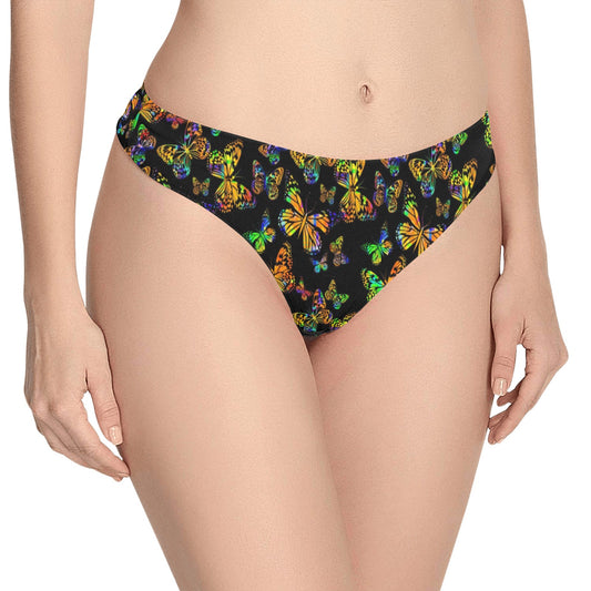 Butterfly Neon Color Print Pattern Women's Thongs