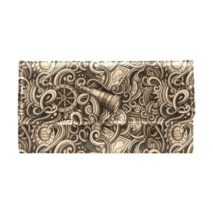 Nautical Tattoo Design Themed Print Women's Trifold Wallet