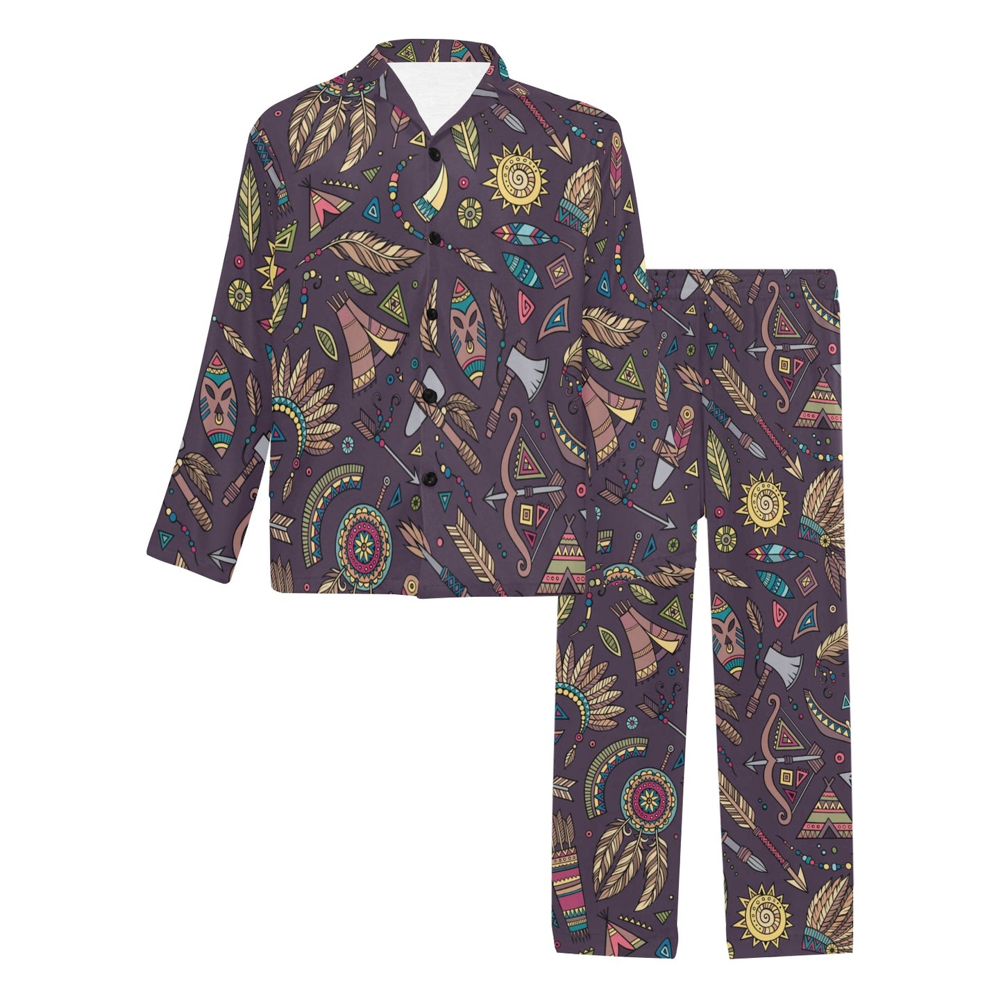 Tribal native american Aztec Men's Long Pajama Set