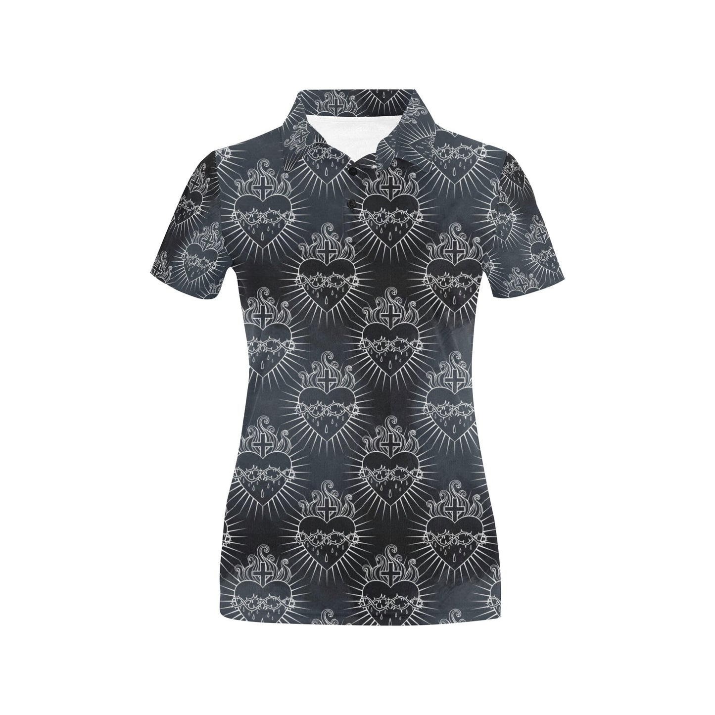 Christian Heart Tattoo Style Women's Polo Shirt