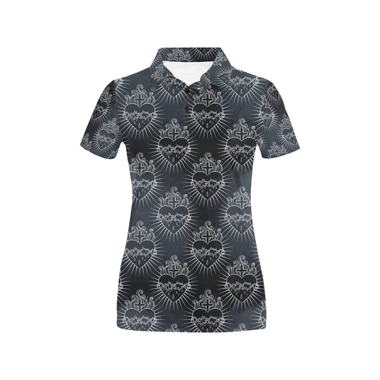 Christian Heart Tattoo Style Women's Polo Shirt