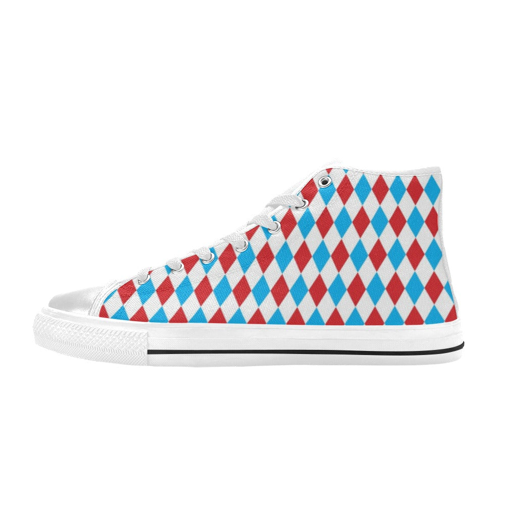 Harlequin Print Design LKS402 Men's High Top Canvas Shoes