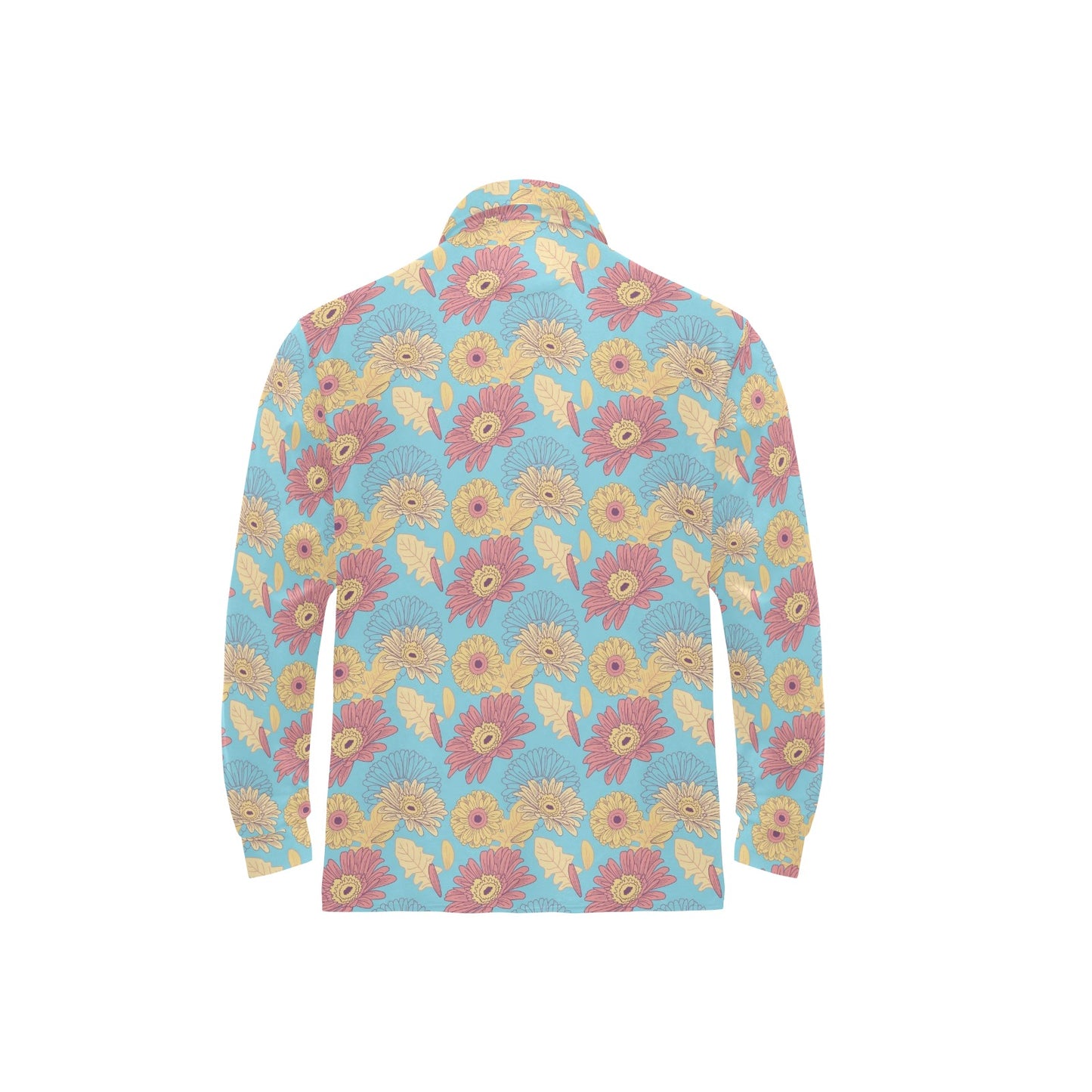 Gerberas Pattern Print Design GB04 Long Sleeve Polo Shirt For Men's