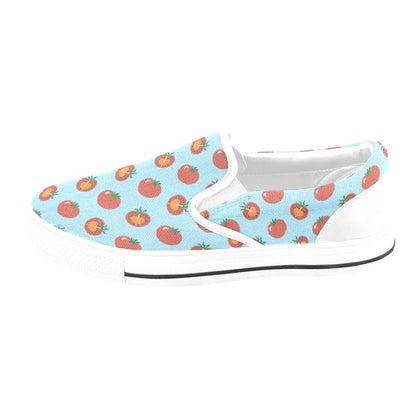 Tomato Print Design LKS304 White Slip Ons Canvas Women's Shoes