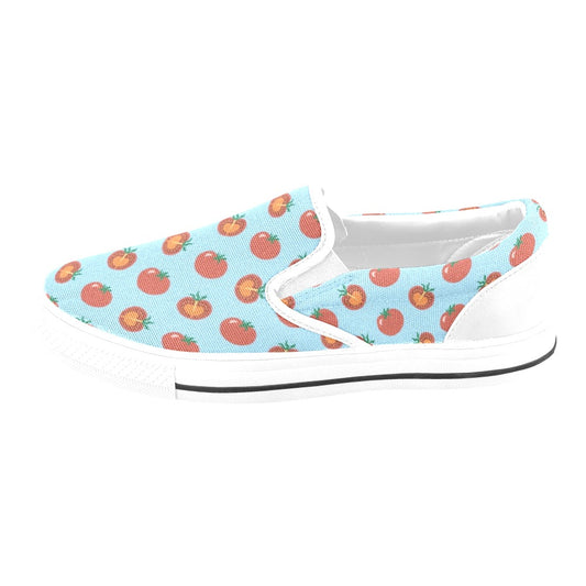 Tomato Print Design LKS304 White Slip Ons Canvas Women's Shoes