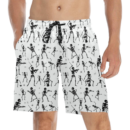Skeleton Music Player Print Design LKS303 Men's Swim Trunks Beach Shorts