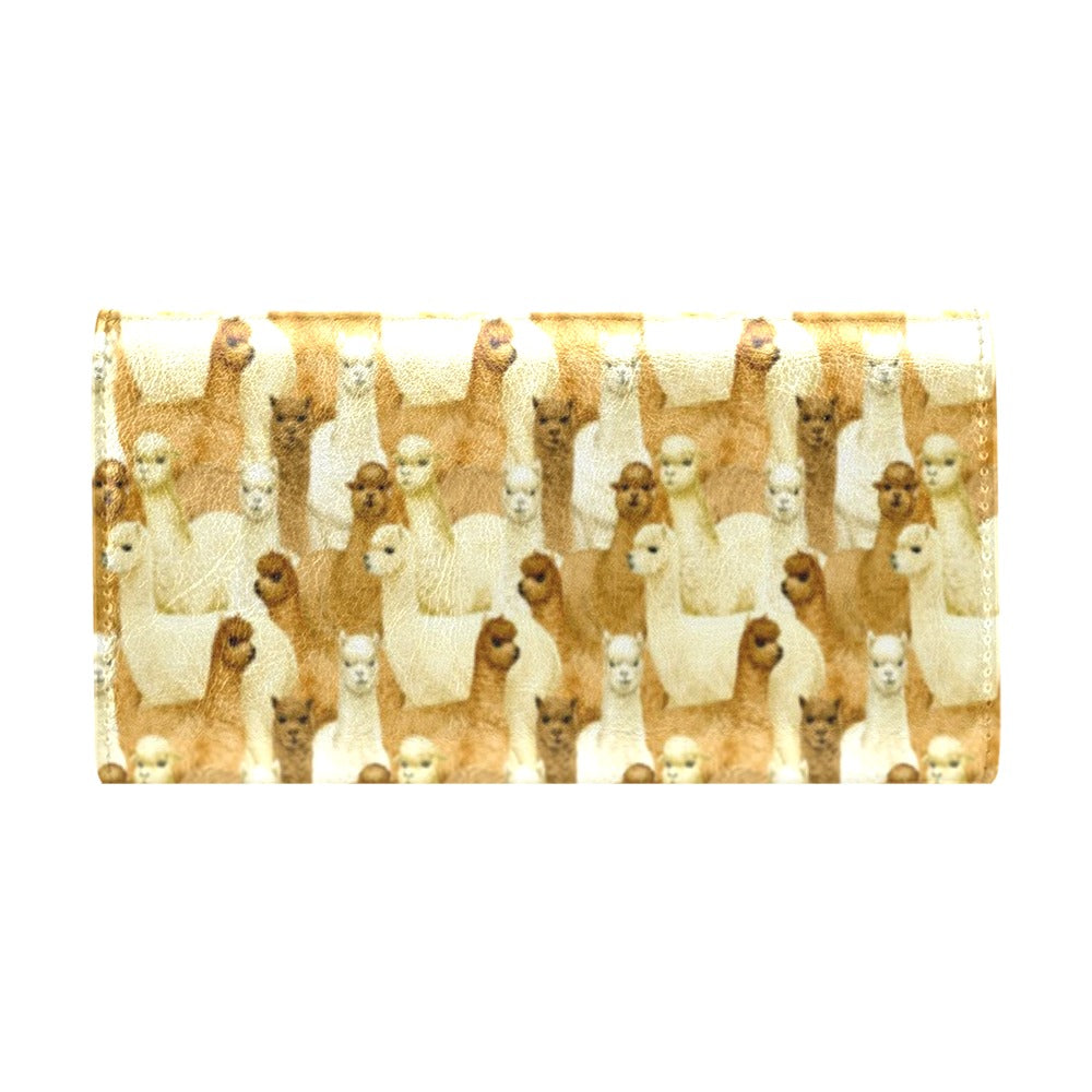 Alpaca Watercolor Design Themed Print Women's Trifold Wallet