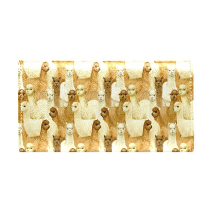 Alpaca Watercolor Design Themed Print Women's Trifold Wallet