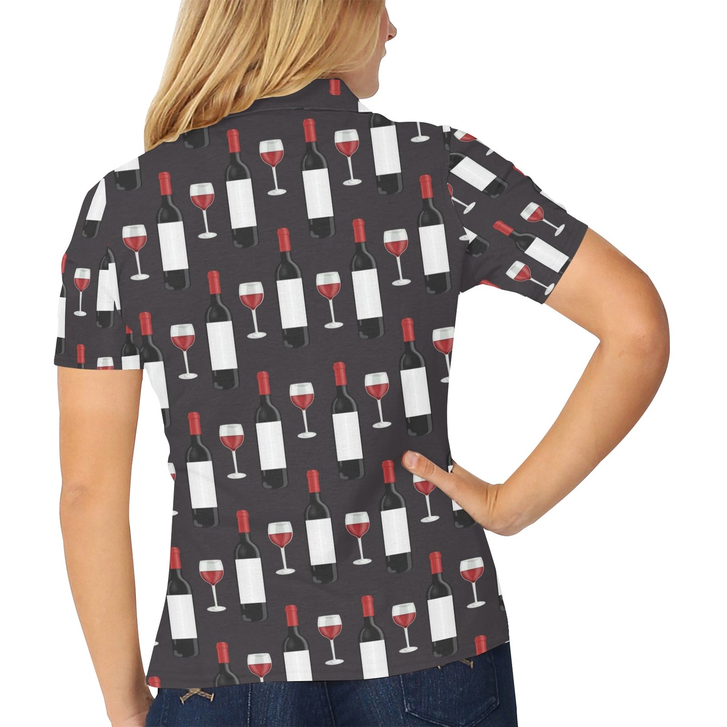 Wine Print Design LKS309 Women's Polo Shirt