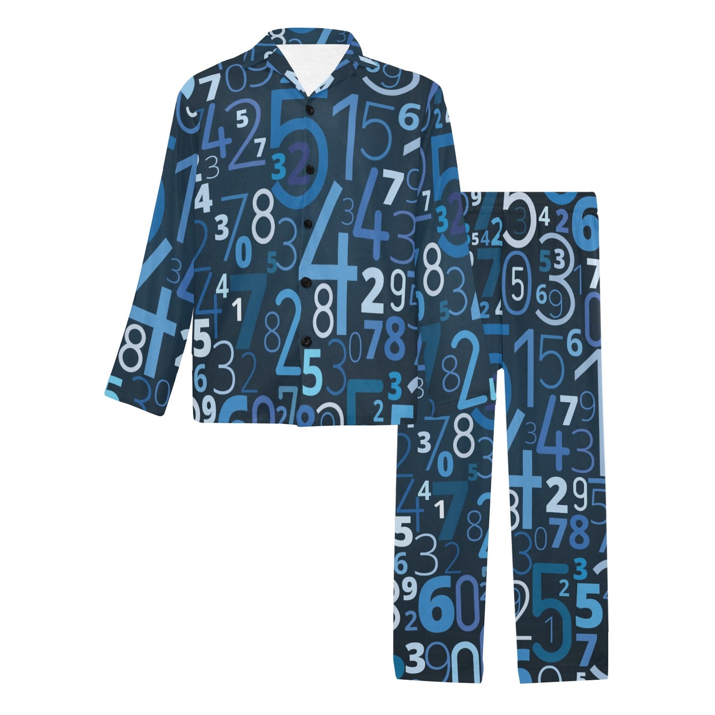Number Pattern Print Design A02 Men's Long Pajama Set