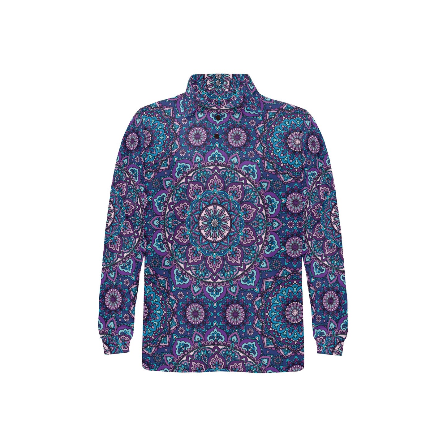 Medallion Pattern Print Design 05 Long Sleeve Polo Shirt For Men's