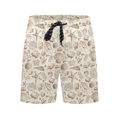 Seashell Print Design LKS304 Men's Swim Trunks Beach Shorts