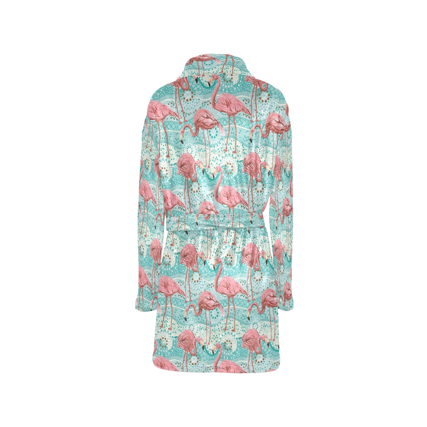 Flamingo Background Themed Print Women's Fleece Robe