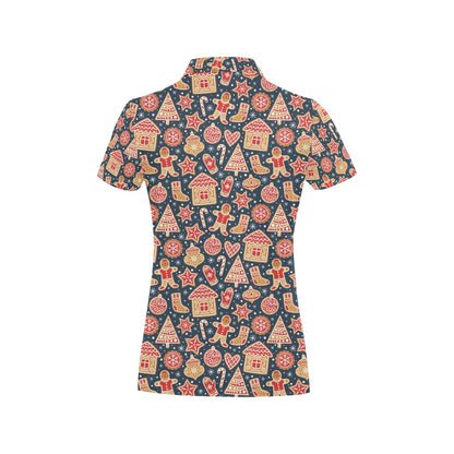 Gingerbread Pattern Print Design 03 Women's Polo Shirt