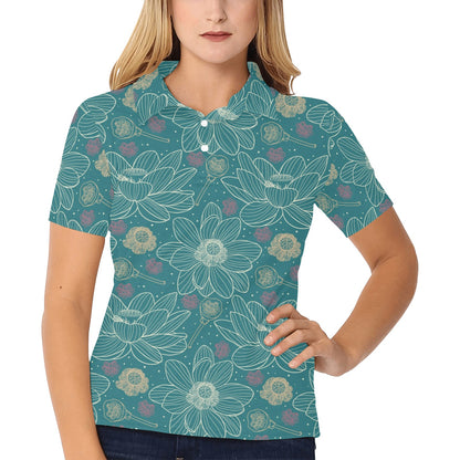 Lotus Pattern Print Design 01 Women's Polo Shirt