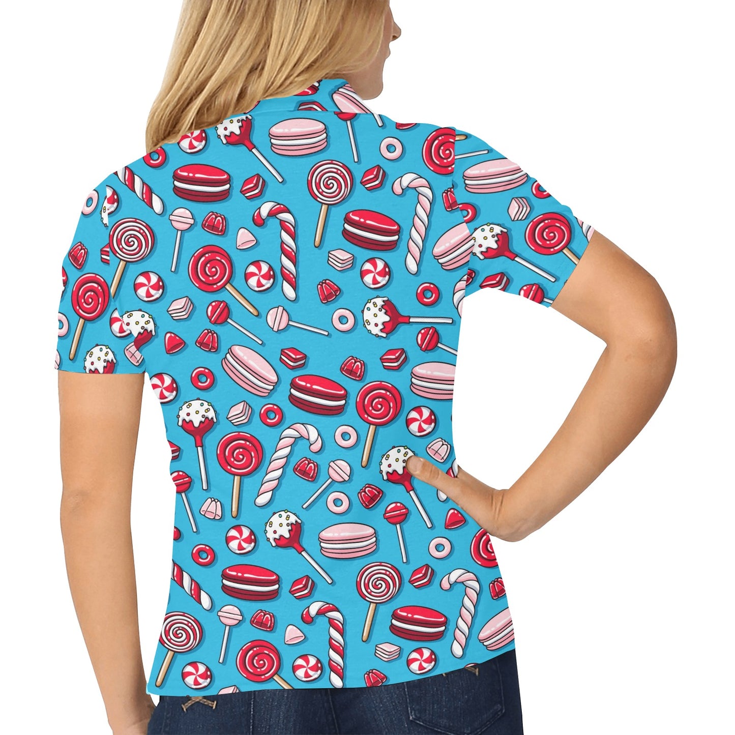 Candy Pattern Print Design 05 Women's Polo Shirt