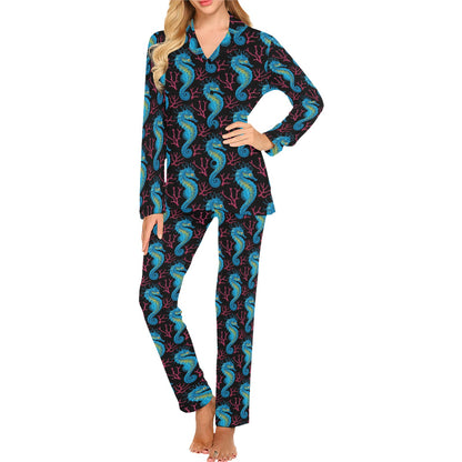 SeaHorse Print Design LKS401 Women's Long Pajama Set