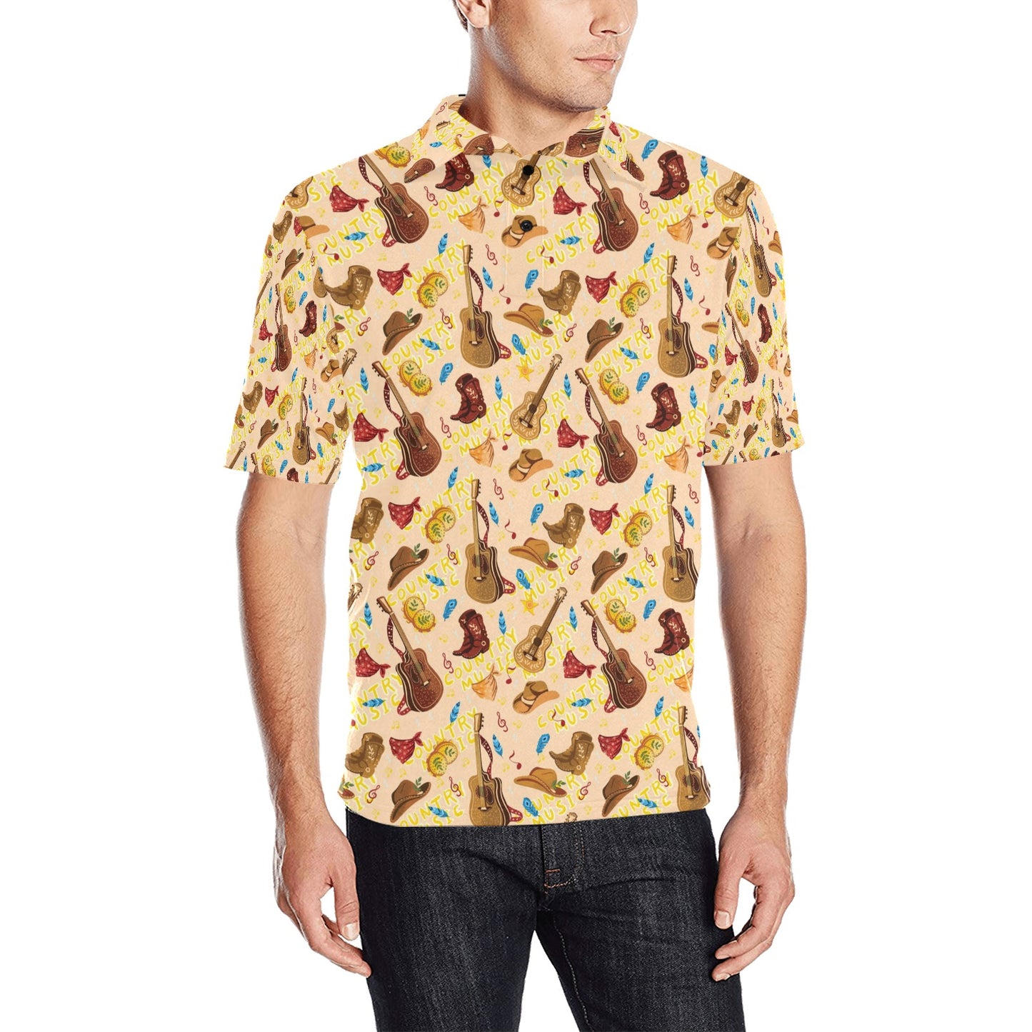 Western Lifestyle Print Design LKS303 Men Polo Shirt