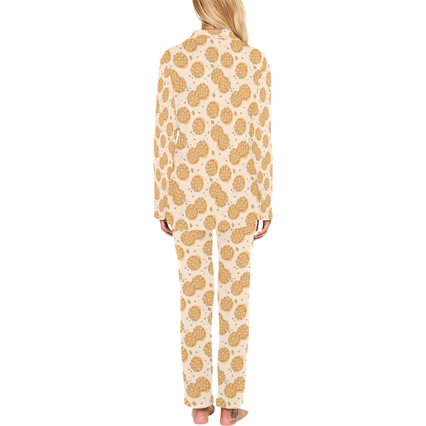 Waffle Print Design LKS303 Women's Long Pajama Set