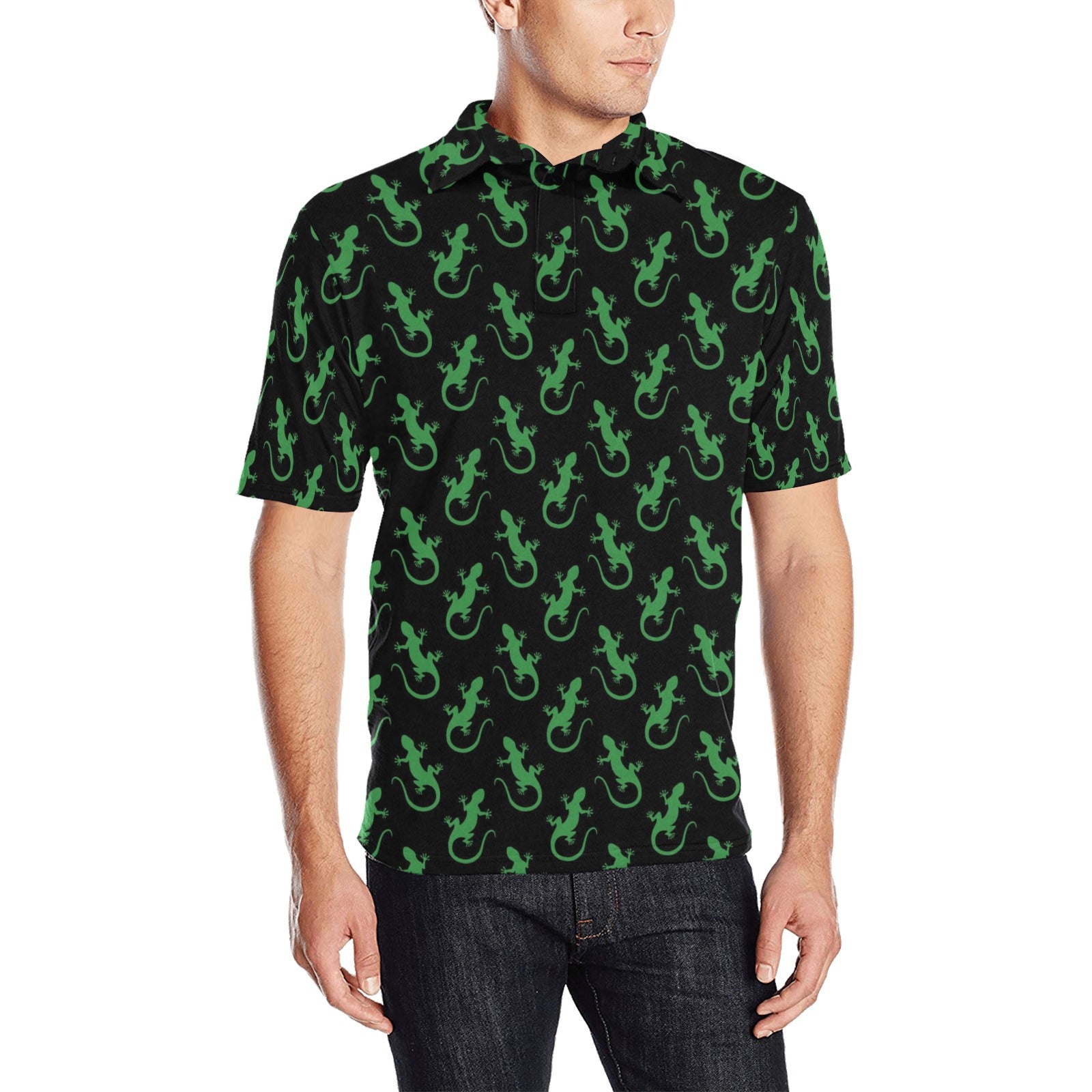 lizard Print Design LKS401 Men Polo Shirt