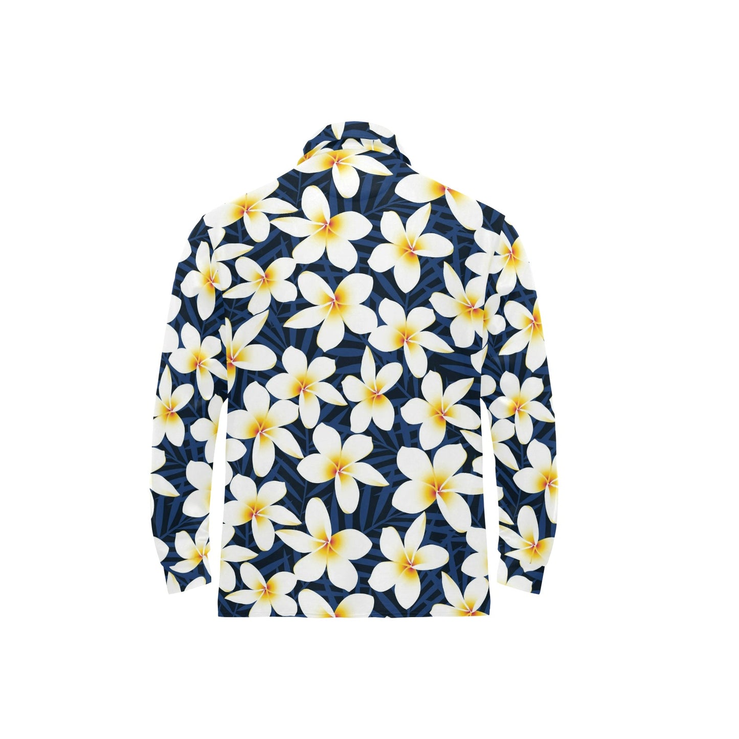 Plumeria Pattern Print Design PM026 Long Sleeve Polo Shirt For Men's