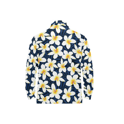 Plumeria Pattern Print Design PM026 Long Sleeve Polo Shirt For Men's