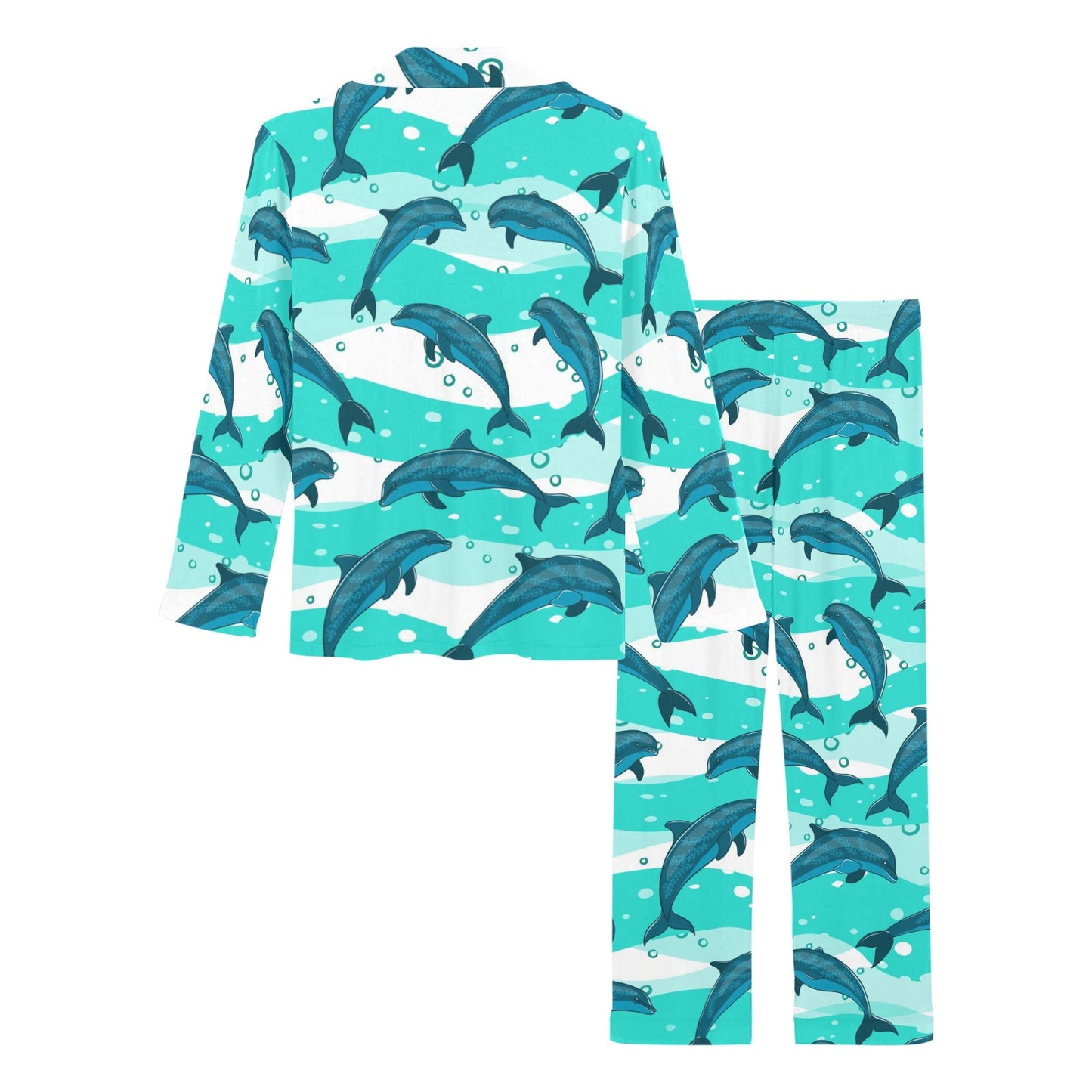 Dolphin Design Print Pattern Women's Long Pajama Set