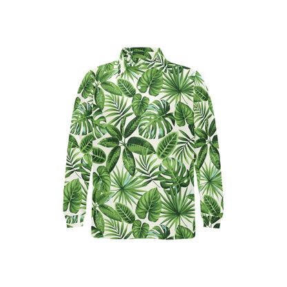 Tropical Flower Pattern Print Design TF013 Long Sleeve Polo Shirt For Men's