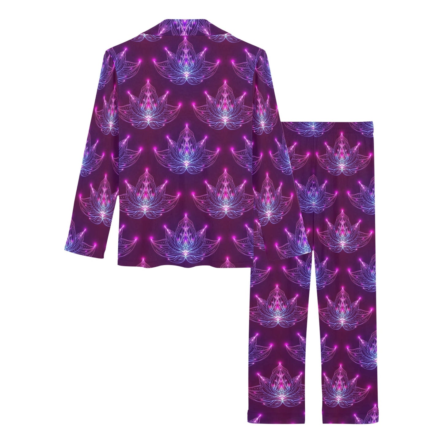 lotus Pattern Print Design LO01 Women's Long Pajama Set