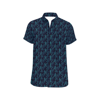 Vikings Print Design LKS302 Men Short Sleeve Button Up Shirt