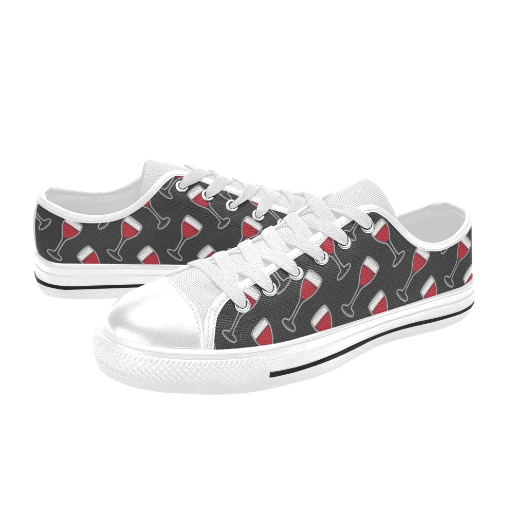 Wine Print Design LKS308 Women's White Low Top Shoes