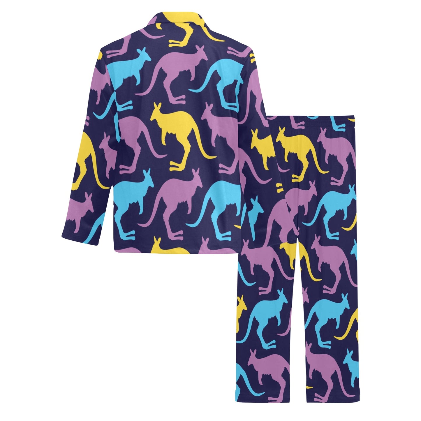 Kangaroos Pattern Print Design 02 Men's Long Pajama Set